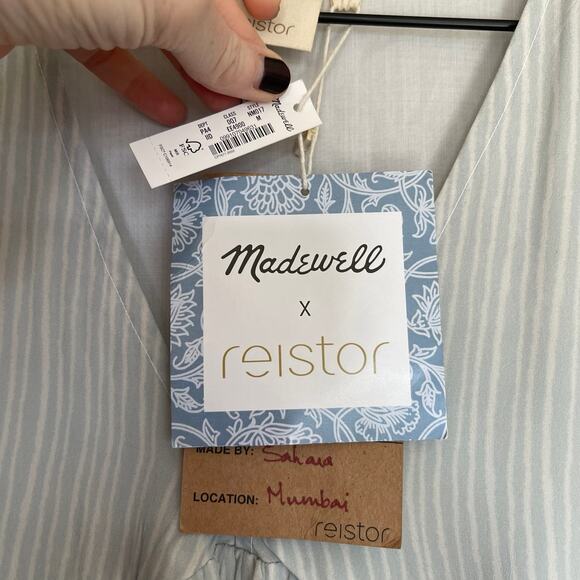 NWT Madewell x Reistor V-Neck Mini Dress Ivory Ivy Dreams Size Medium Babydoll - Picture 11 of 16
